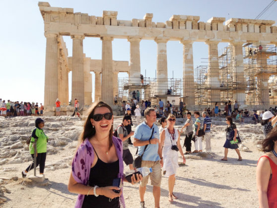 Hollie studies the architecture of antiquities at the Parthenon, Athens