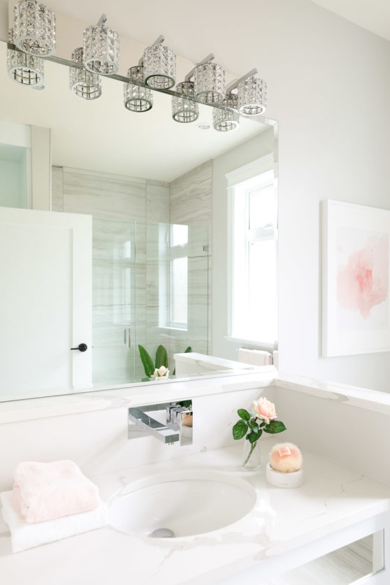 Barrier-free walk in shower in age-in-place friendly home plan by Hollie Whitehead